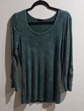 Torrid Cotton Modal Ribbed Scoopneck Mineral Washed Long Sleeve Top